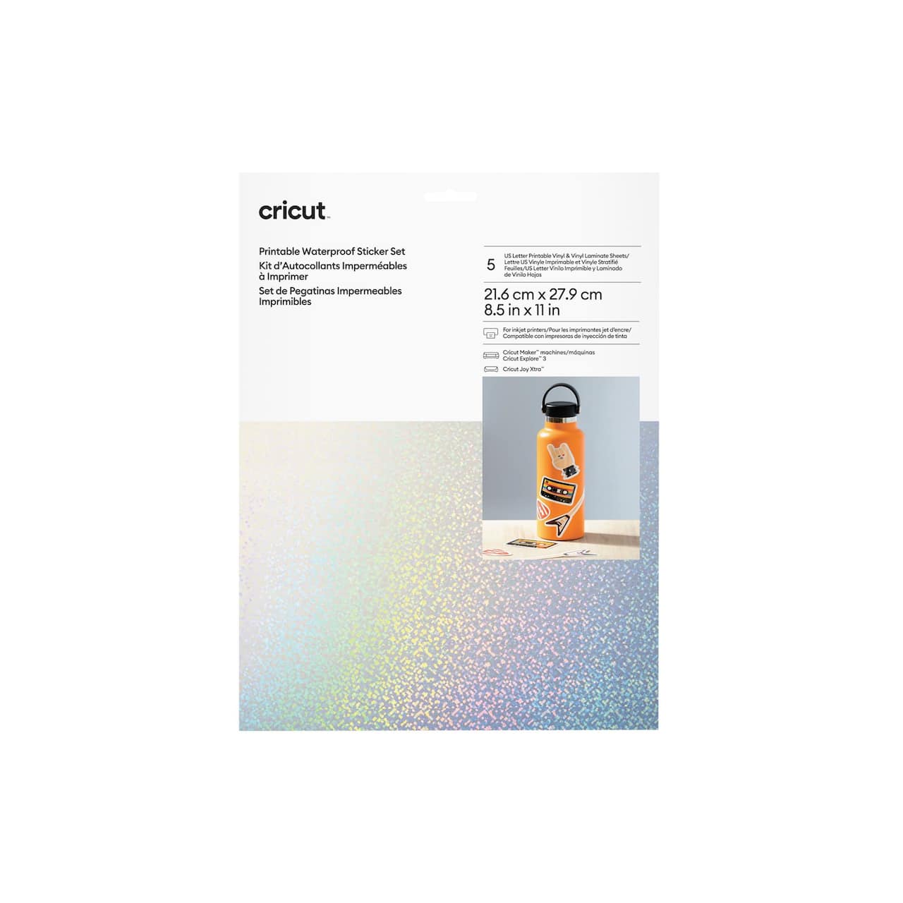 Cricut® Printable White US Letter Waterproof Holographic Sticker Set, 5ct.